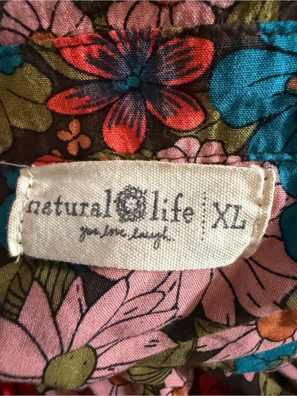 NATURAL LIFE Womens Button Down Colorful Floral Silky Tunic Boho S26 XL - Picture 11 of 12